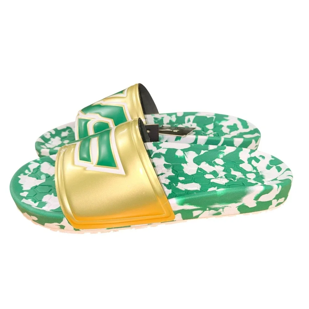 NEW Hype Co USF Slyder Sandals Mens 9 / Womens 11 Slides Bulls Green Gold Marble